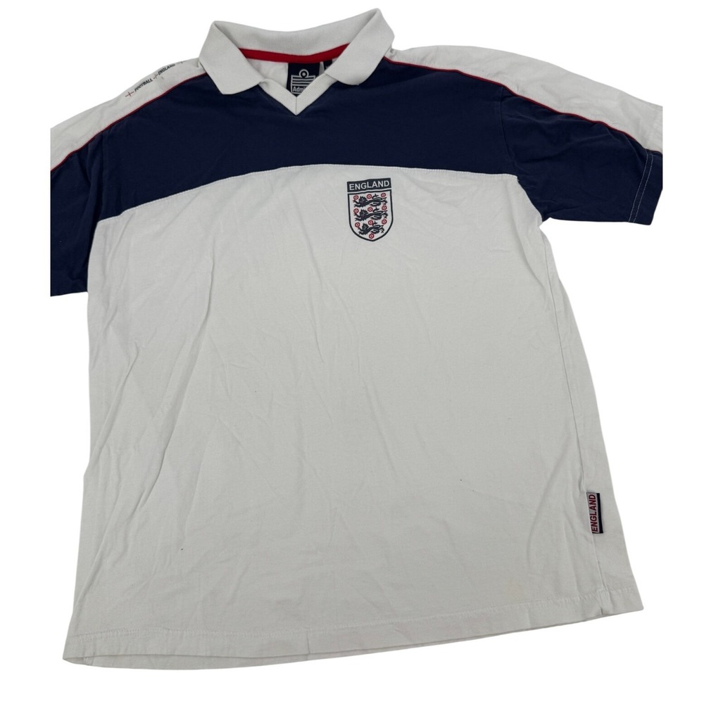 Admiral England Polo Shirt Mens XL White Navy Blue Three Lions Soccer Blokecore